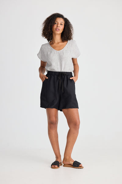 Shanty Miami Black Linen Short
