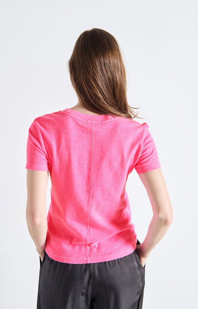 American Vintage Sonoma Short Sleeve Fitted TShirt Fluro Acid Pink