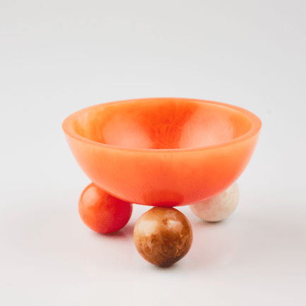 Orange Resin bowl with legs Orange
