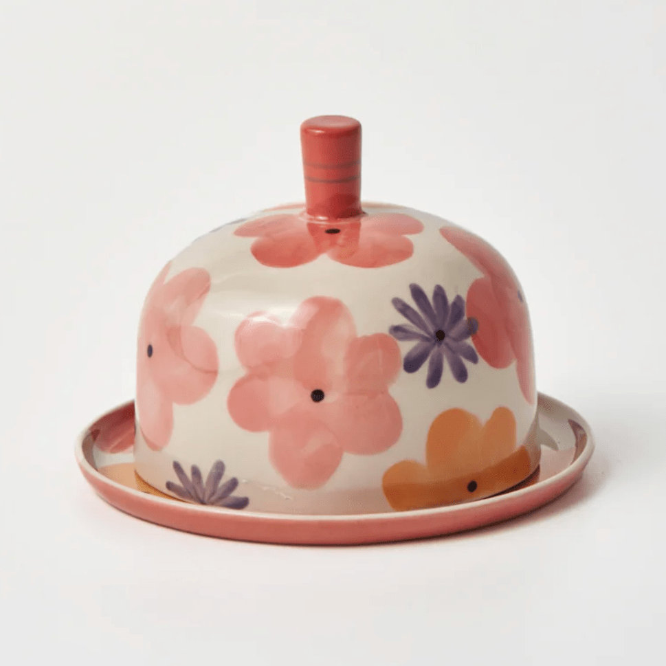 Jones and Co Ditsy Butter Dish Pink