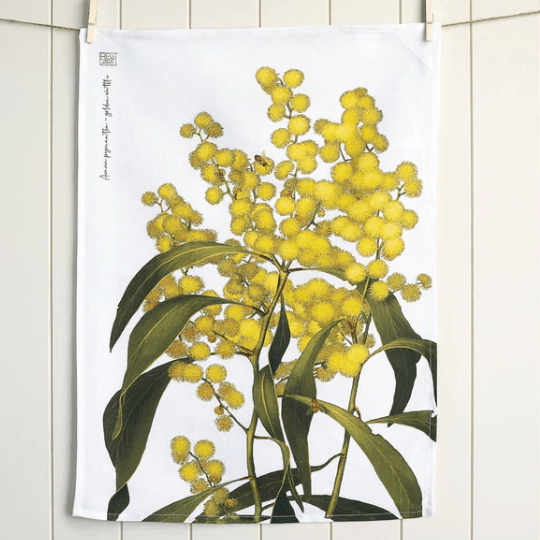 Bell Art Linen Tea Towel Wattle