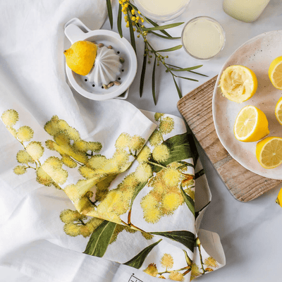 Bell Art Linen Tea Towel Wattle