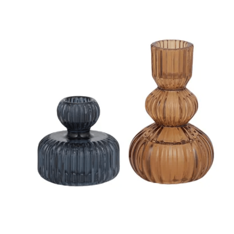 Mattia Set of 2 Candleholder Navy/Amber