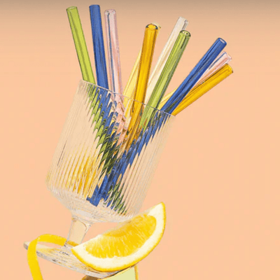 Sucker Reusable Glass Cocktail Straws Multi