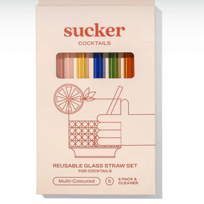 Sucker Reusable Glass Cocktail Straws Multi