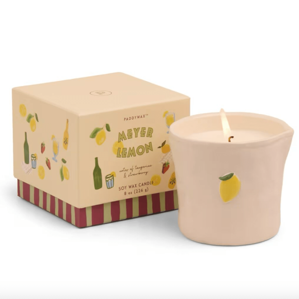 Bistro 8oz Lemon Embossed Ceramic Candle - Meyer Lemon