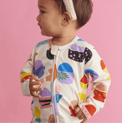 Kip and Co Hippity Hop White Long Sleeve Romper