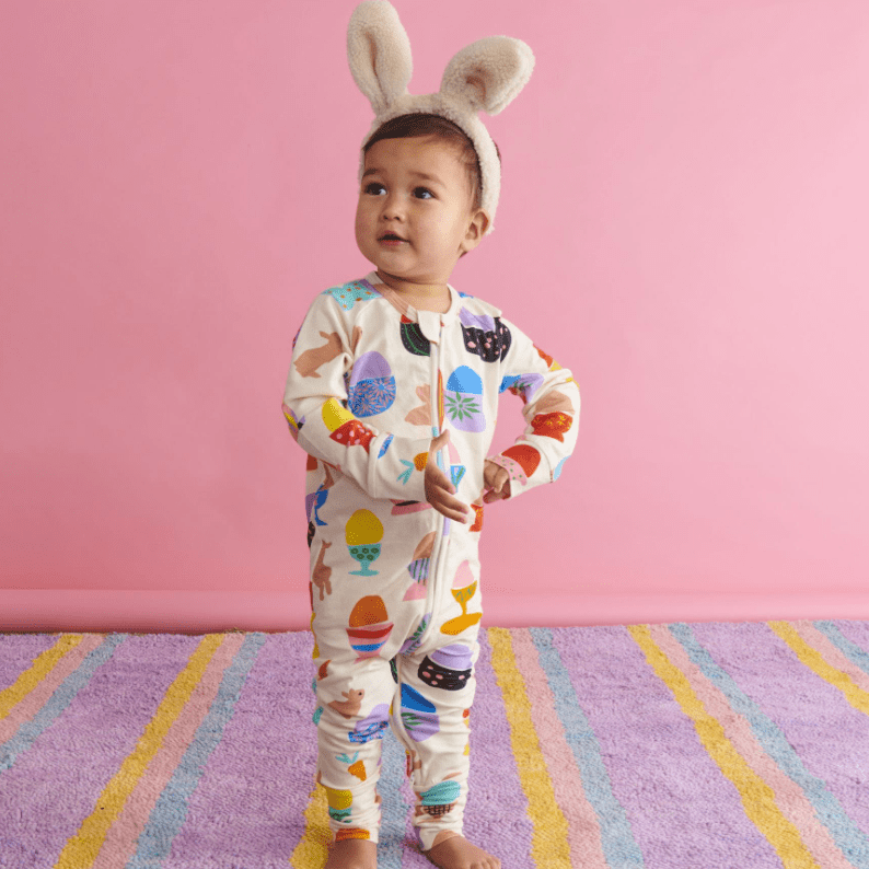 Kip and Co Hippity Hop White Long Sleeve Romper