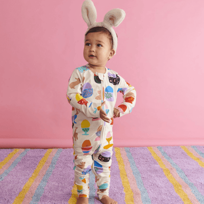Kip and Co Hippity Hop White Long Sleeve Romper