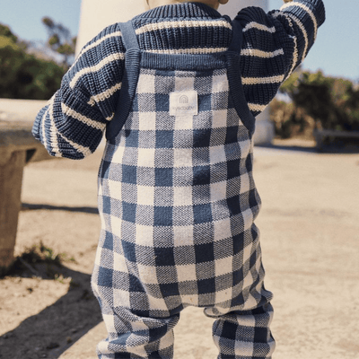 Kynd Baby Gots Jacquard Knit Overall Navy Gingham
