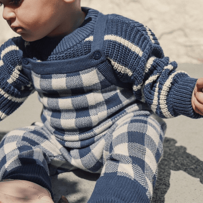Kynd Baby Gots Jacquard Knit Overall Navy Gingham