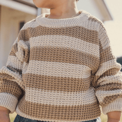 Kynd Baby Textured Knit Jumper Caramel Stripe
