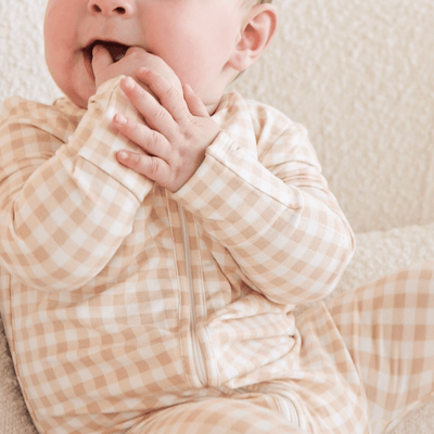 Kynd Baby Day or Night Onesie Neutral Gingham