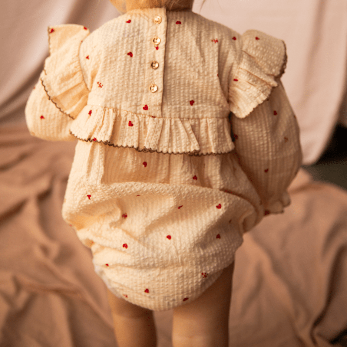 Pearson & Pearson Valentine Romper - Cookie Dough Love Bug