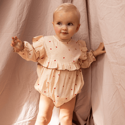 Pearson & Pearson Valentine Romper - Cookie Dough Love Bug