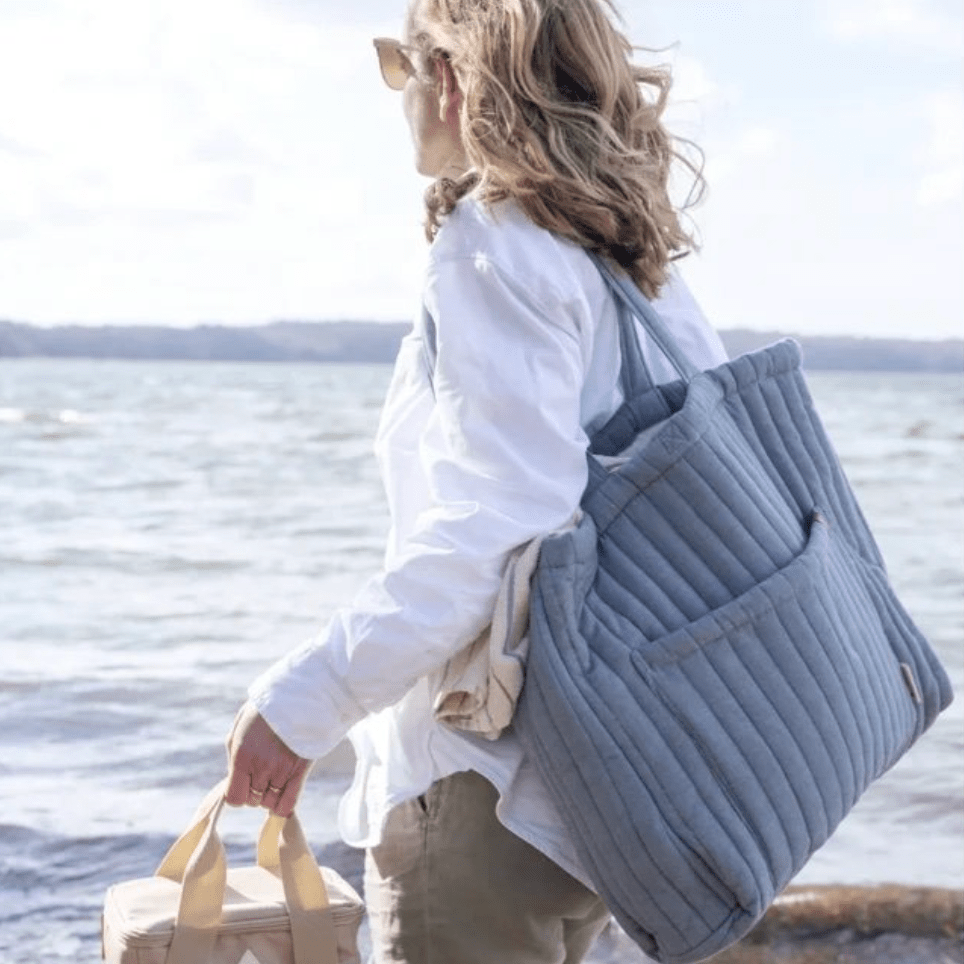 Fabelab - Quilted Organic Cotton Tote Bag - Chambray Blue Spruce