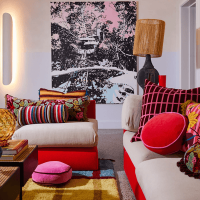 Sage and Clare Castilo Round Velvet Cushion Fuchsia