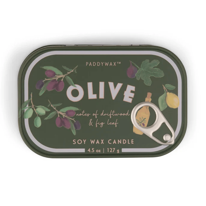 Bistro 4.5 o z Olive Printed Tin Candle