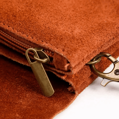 Maison Fanli Suede Clutch/Cross Body Bag Dark Camel