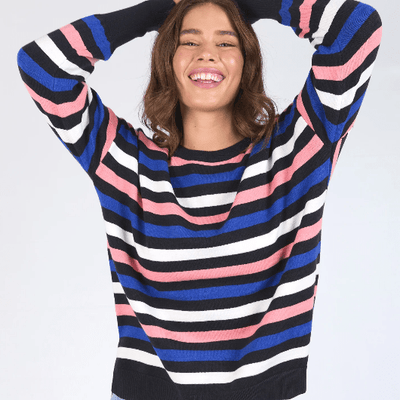 Elm Logan Stripe Knit Navy/French Blue/Pink Stripe