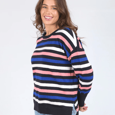 Elm Logan Stripe Knit Navy/French Blue/Pink Stripe