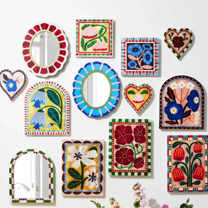 Jones and Co Bloom Nouveau Blue Mirror