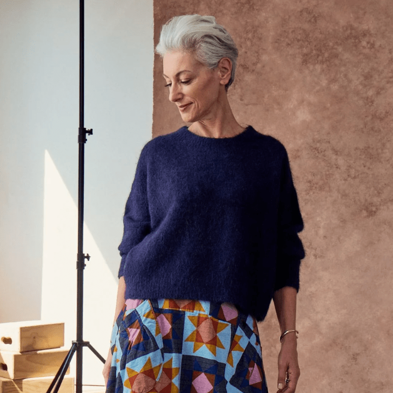 Olga De Polga Aspen Knit Sweater Navy in Alpaca