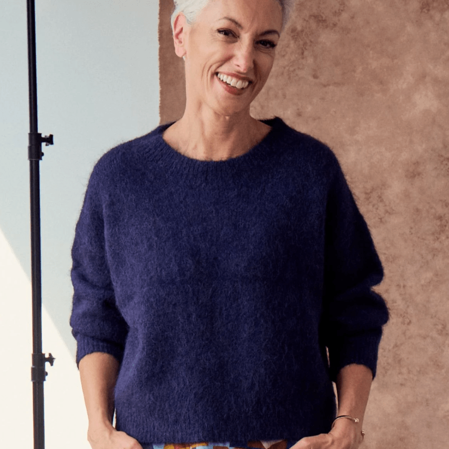 Olga De Polga Aspen Knit Sweater Navy in Alpaca
