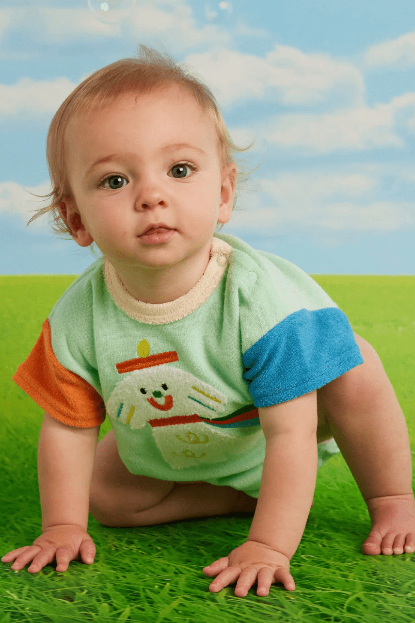 Halcyon Nights Puppy Park Terry Short Sleeve Bodysuit
