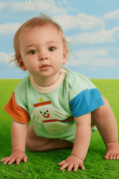 Halcyon Nights Puppy Park Terry Short Sleeve Bodysuit