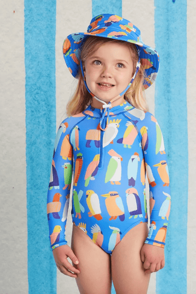 Halcyon Nights Flamin Galah Long Sleeve Zip Bather
