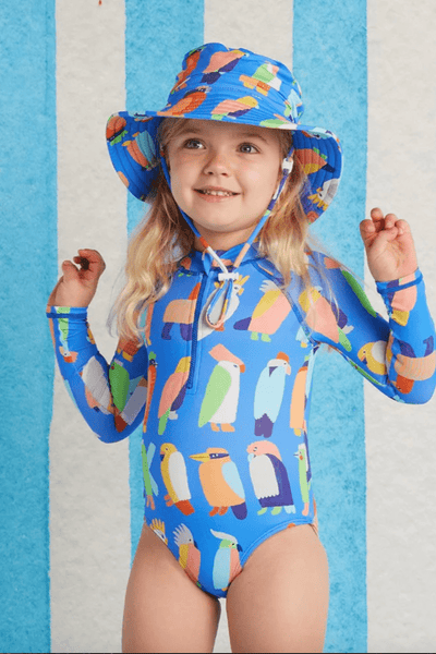 Halcyon Nights Flamin Galah Long Sleeve Zip Bather