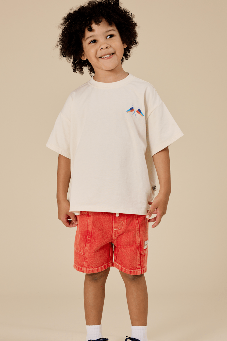 Goldie and Ace Noah Denim Pocket Shorts Apple Red
