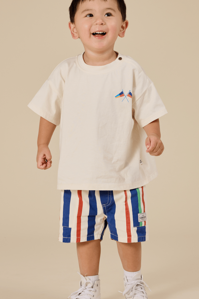 Goldie and Ace 90's Bold Stripe Noah Denim Pocket Shorts