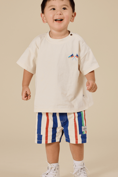 Goldie and Ace 90's Bold Stripe Noah Denim Pocket Shorts