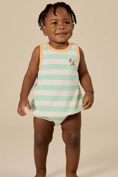 Goldie and Ace Peas in a Pod Stripe Bubble Romper