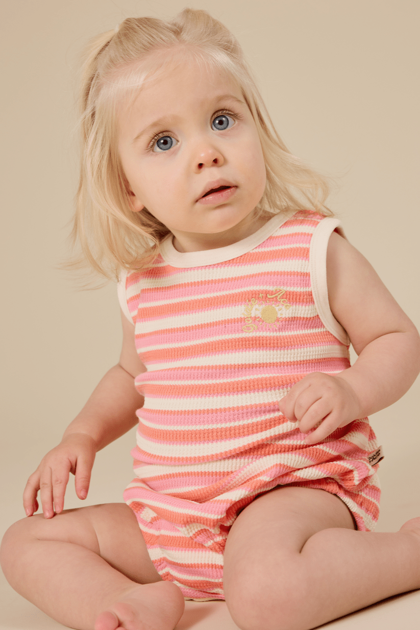 Goldie and Ace Watermelon Stripe Bubble Romper