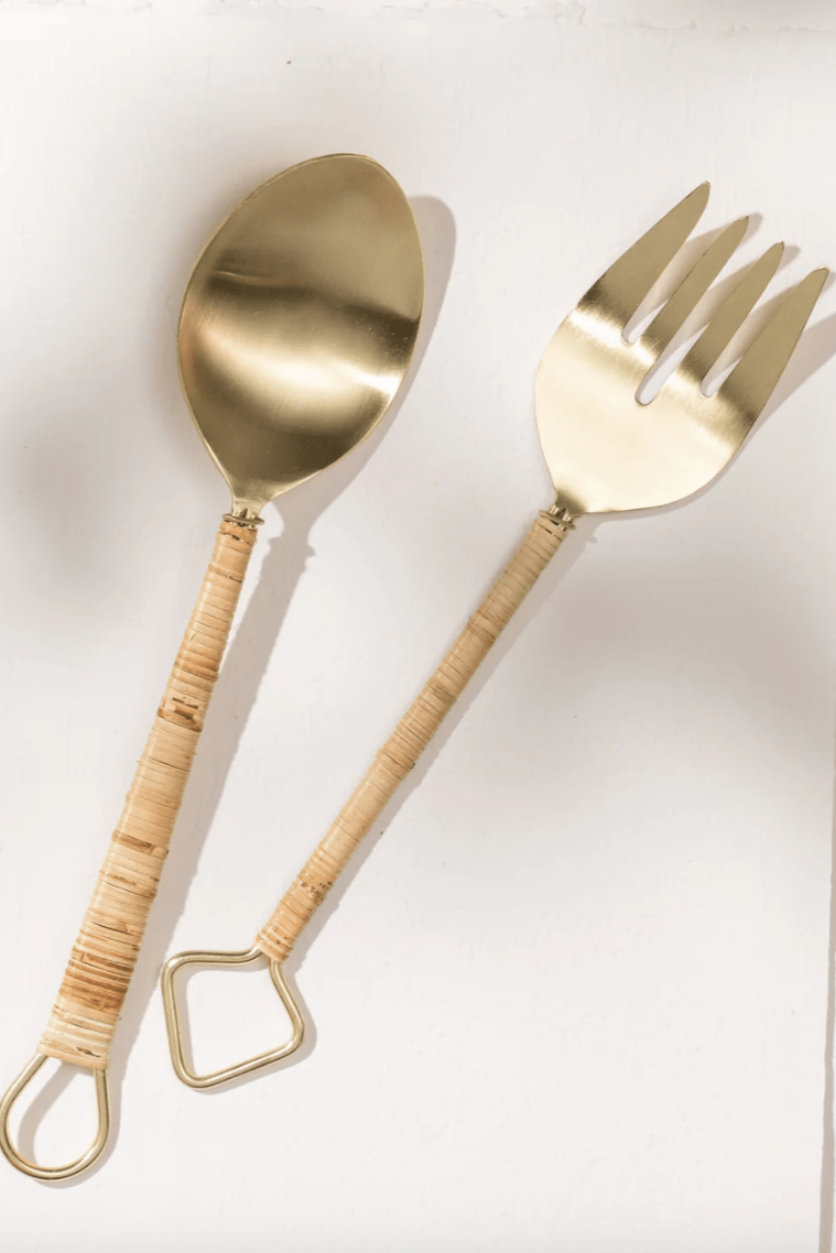 Thalia Rattan Salad Servers