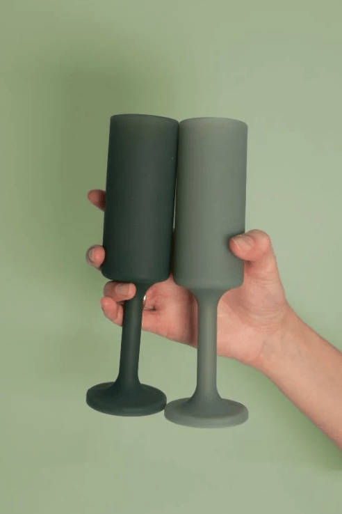 Porter Green Sage + Olive | Seff | Silicone Unbreakable Champagne Flutes