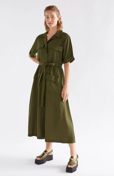Elk The Label Eine Shirt Dress Bright Olive