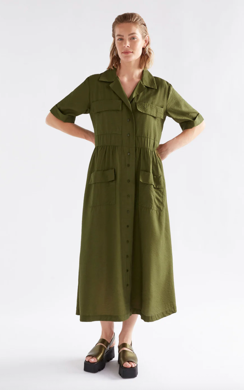 Elk The Label Eine Shirt Dress Bright Olive