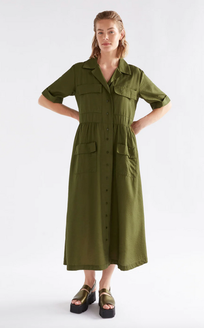 Elk The Label Eine Shirt Dress Bright Olive