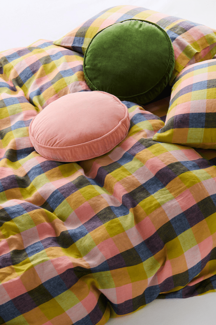Kip and Co Campsite Velvet Pea Cushion