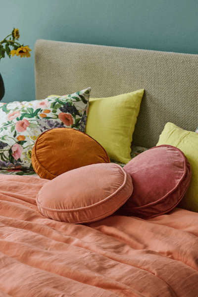Kip and Co Peach Velvet Pea Cushion
