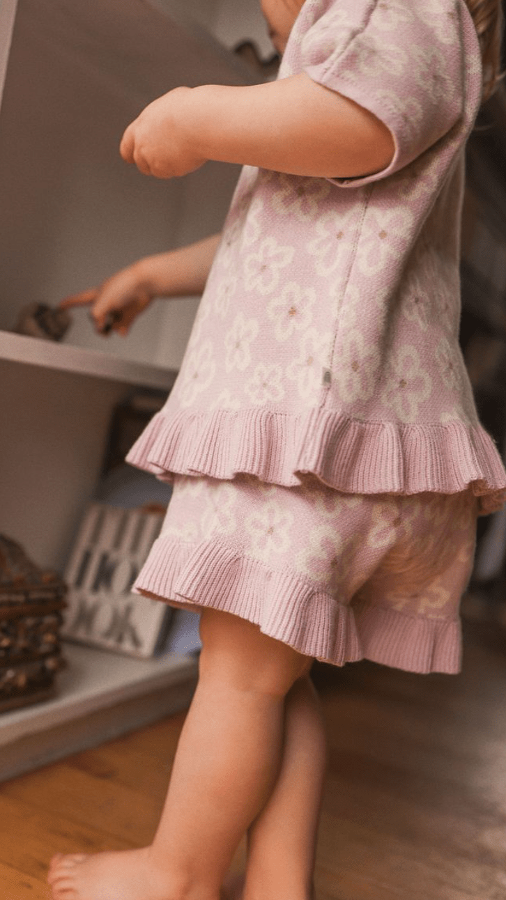 Kynd Baby Jacquard Knit Frill Short Frangipani