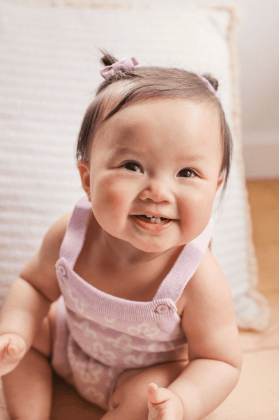 Kynd Baby Jacquard Knit Frill Romper-Frangipani