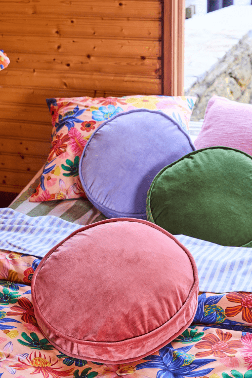 Kip and Co Jacaranda Velvet Pea Cushion