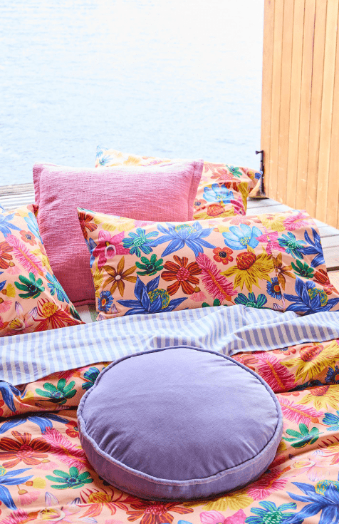 Kip and Co Jacaranda Velvet Pea Cushion