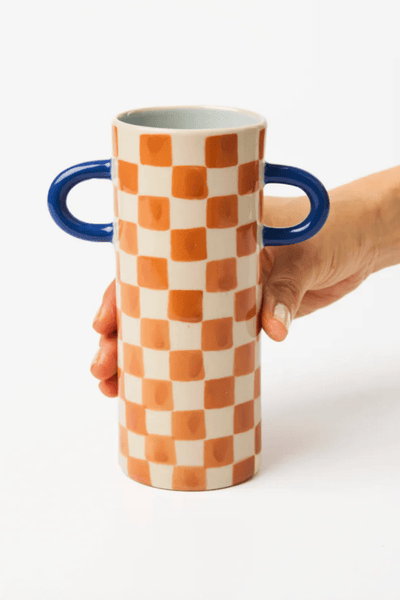 Jones and Co Griffe Tan Check Bud Vase