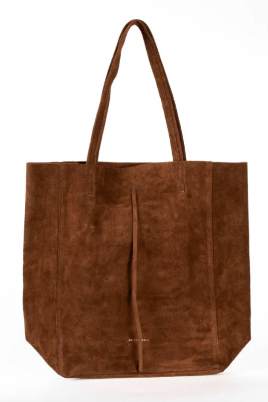 Maison Fanli Large Suede Tote Bag Dark Camel